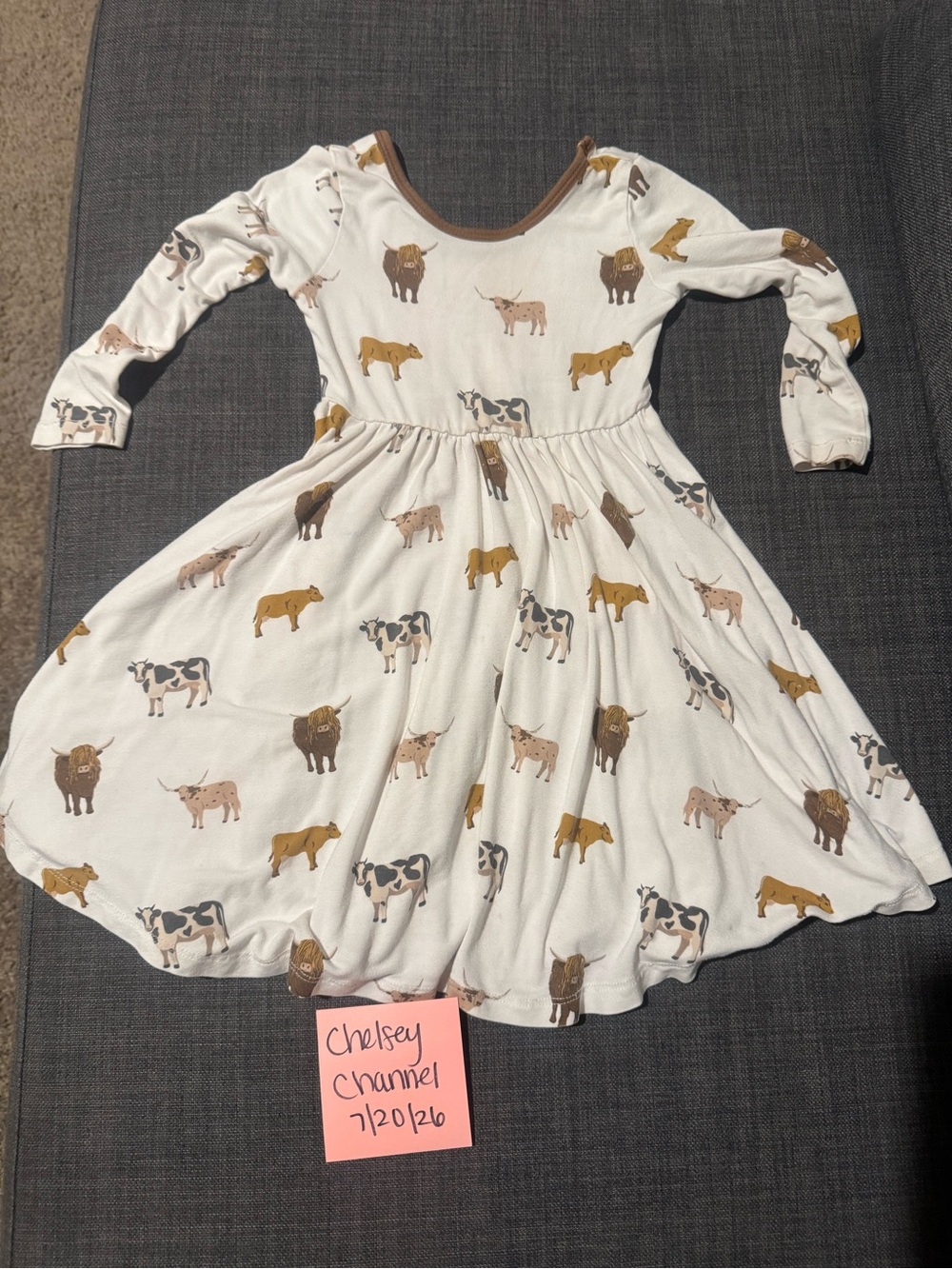 Kyte baby ' White Farm Animal Long-Sleeve Twirl Dress